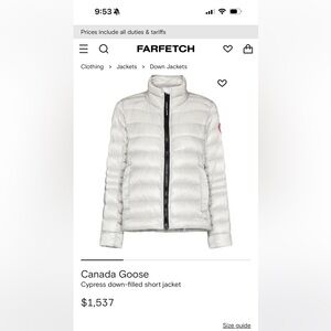 Canada Goose Women's Silver birch cypress hoody jacket size XS